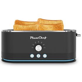 4-Slice Toaster, 7 Settings, Defrost, Reheat Functions, Removable Crumb Tray, Full Body Stainless Steel Housing, Anti-Fingerprint, Anti-Jam, 1350W, Bl