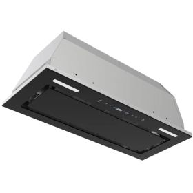 Range Hood Insert 30 Inch 800 CFM, Built-in Vent Hood Black Glass Gesture & Touch Control Kitchen Exhaust Fan, Mesh Filters Recirculating Stove Hood D