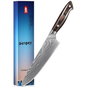 8 Inch Japanese Chef Knife, 10CR15MOV Damascus Rose Pattern Blade With Sheath, Ultra Sharp Professional Kitchen Slicing Knife, Colorful Pakkawood Hand