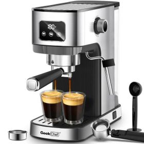 Geek Chef Espresso Machine, Cappuccino & Latte Machine With ESE POD Filter & Milk Frother Steam Wand, Accurate Temperature & Time Control, Compact Cof