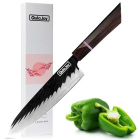 Qulajoy 8 Inch Japanese Kiritsuke Knife,Professional Hand Forged High Carbon Kitchen Chef Knife With Ebony Handle