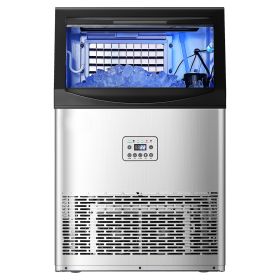 90lbs/24H Commercial Ice Maker Machine, 33lbs Storage Capacity Ice Maker with Drain Pump, 50 Ice Cubes in 15 Minutes