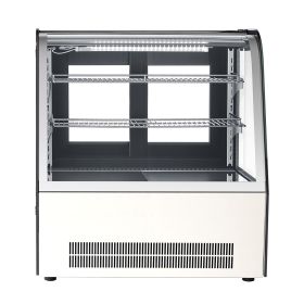 Refrigerated Display Case, 4.2 Cu.Ft./105L Countertop Pastry Display Case, 2-Tier Commercial Cake Refrigerator with LED Lighting, TURBO Cooling