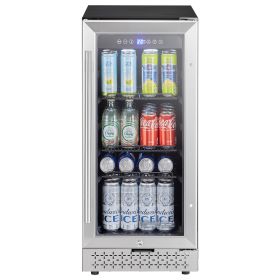 Beverage Refrigerator Cooler, 88 Can Beverage Fridge, Mini Fridge with Glass Door, Adjustable Shelves, Digital Temperature Control