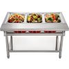 Commercial Electric Food Warmer 3 Pot Steam Table Food Warmer 18 Quart/Pan with Lids with 7 Inch Cutting Board Food Grade Stainless Steel Steam Table