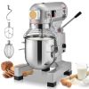 Commercial Food Mixer, 10L Commercial Stand Mixer with 3 Adjustable Speeds, 550W Dough Mixer with Stainless Steel Bowl and 3 Mixing Attachments