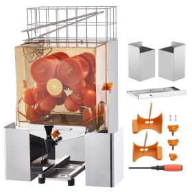 Commercial Orange Juicer Machine, 120W Automatic Juice Extractor with Water Tap, Stainless Steel Orange Squeezer 20 Oranges/Minute