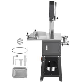 Commercial Electric Meat Bandsaw, 550W Stainless Steel Vertical Bone Sawing Machine, 19.1"x15" Workbench, 7.09 Inch Cutting Thickness