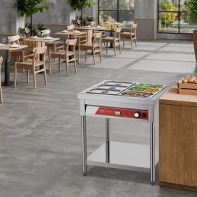 6 X 1/3 Pans Commercial Food Warmer Electric Steam Table With Undershelf
