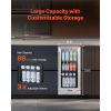 Beverage Refrigerator Cooler, 88 Can Beverage Fridge, Mini Fridge with Glass Door, Adjustable Shelves, Digital Temperature Control