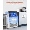 90lbs/24H Commercial Ice Maker Machine, 33lbs Storage Capacity Ice Maker with Drain Pump, 50 Ice Cubes in 15 Minutes