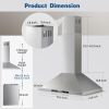 Island Range Hood 36 inch 700 CFM Ceiling Mount Kitchen Hood Vent with Gesture Sensing &Touch Control,Ducted/Ductless Convertible,3 Speeds Fan