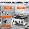 Commercial Gas Stove with 4 Burners, Propane and Natural Gas Countertop Cooking Stove Range, Stainless Steel Gas Hot Plate