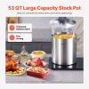 Stainless Steel Stockpot, 53 Quart Large Cooking Pots, Cookware Sauce Pot with Lid, and Handle, Heavy Duty Commercial Grade Stock Pot