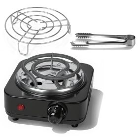 1Pc Electric Charcoal Burner 500W Hookah Charcoal Burner Compact Coal Burner For Hooka Cubes Shisha With Grill And Tongs 5 Temperature Gears Thermosta (Option: Black)