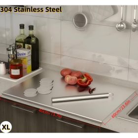 L-Shape 304 Stainless Steel Cutting Board With Lip, Stainless Steel Countertop Chopping Boards For Kitchen, 304 Stainless Steel Chopping Boards With L (Option: XL)