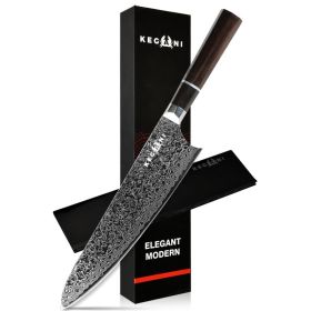 Kegani 8 Inch Japanese Kiritsuke Chef Knife, Japanese 67 Layers VG-10 Damascus Knife, Ebony FullTang Handle Natural Texture Japanese Knife Sushi Knife (Option: Chef knife)