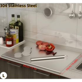 L-Shape 304 Stainless Steel Cutting Board With Lip, Stainless Steel Countertop Chopping Boards For Kitchen, 304 Stainless Steel Chopping Boards With L (Option: L)