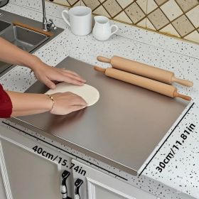 Stainless Steel Cutting Board For Kitchen - Large 304 Chopping Boards With Lid And Non-Slip Pad For Countertop, Suitable For Meat Vegetables Bread And (Option: 30CM40CM)